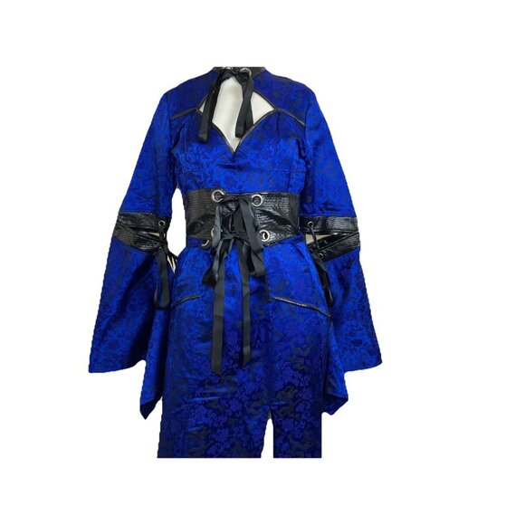 Lip Service Hollywood Geisha Blue and Black Gothic Dress - Picture 3 of 6
